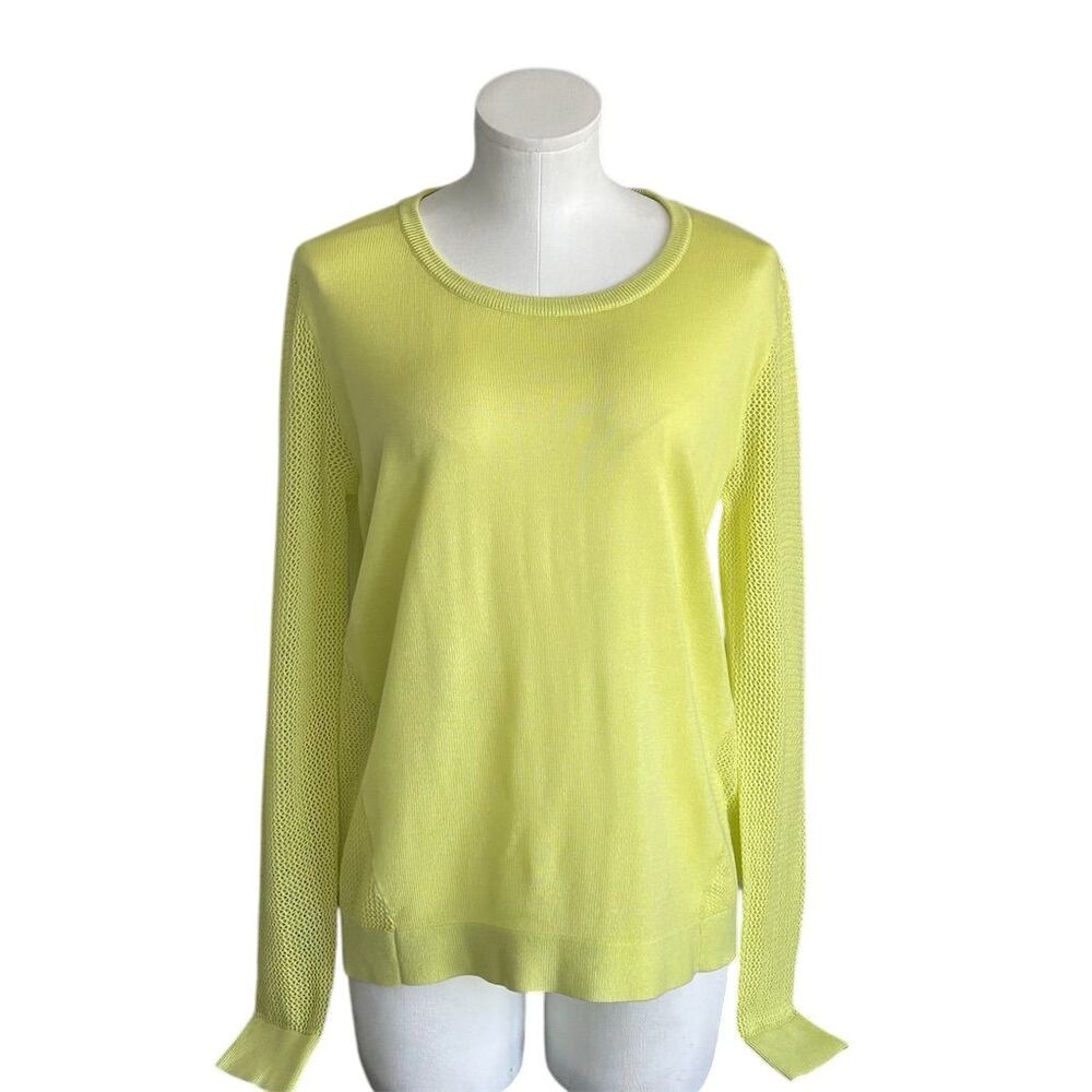 Cabi Women's Green Pullover Sweater Top M Long Sleeve Scoop Neck